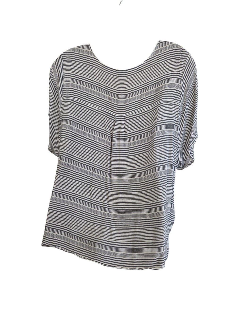 Torrid Grey White Striped Button Down Shot Sleeve Blouse Size 6x Pre-Owned - Picture 8 of 11